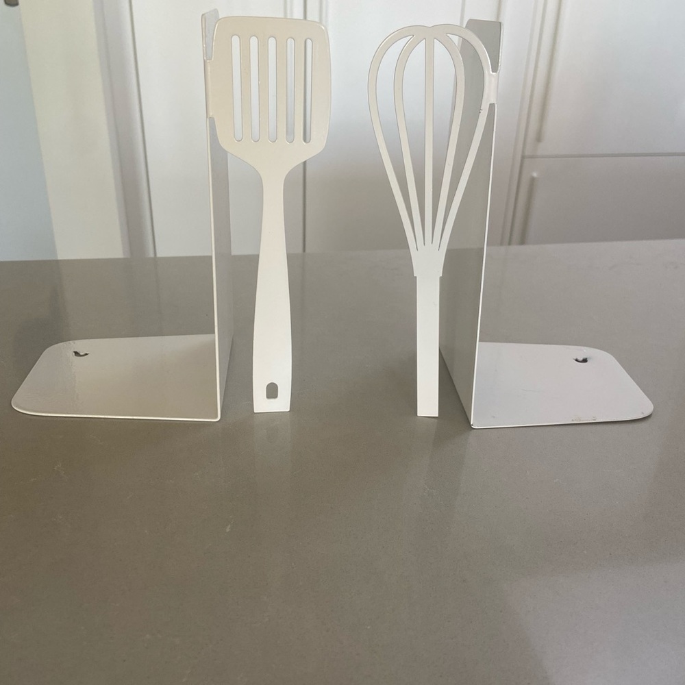 White Kitchen Utensil Bookends